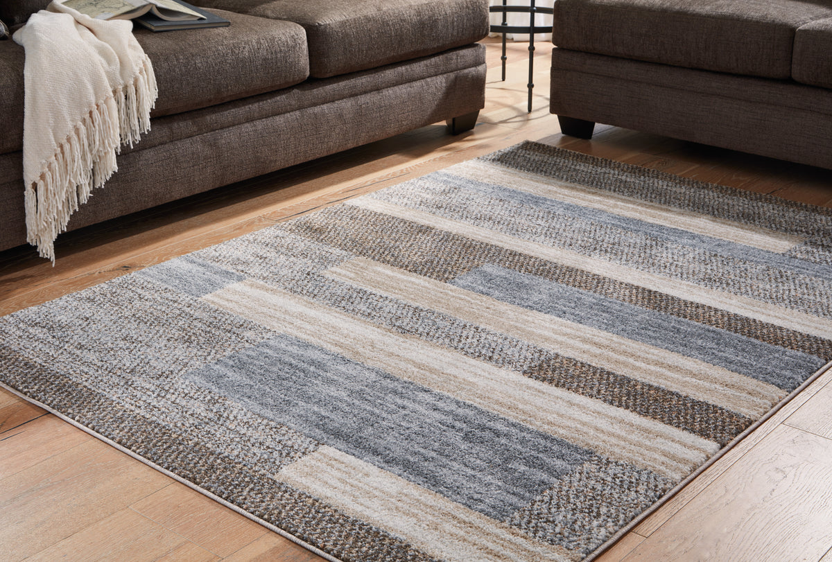 Best Deals Furniture - Ashley Furniture - Sethburn 8' x 10' Rug - 8' x 10' Rug / Cream/Brown/Gray - R406591