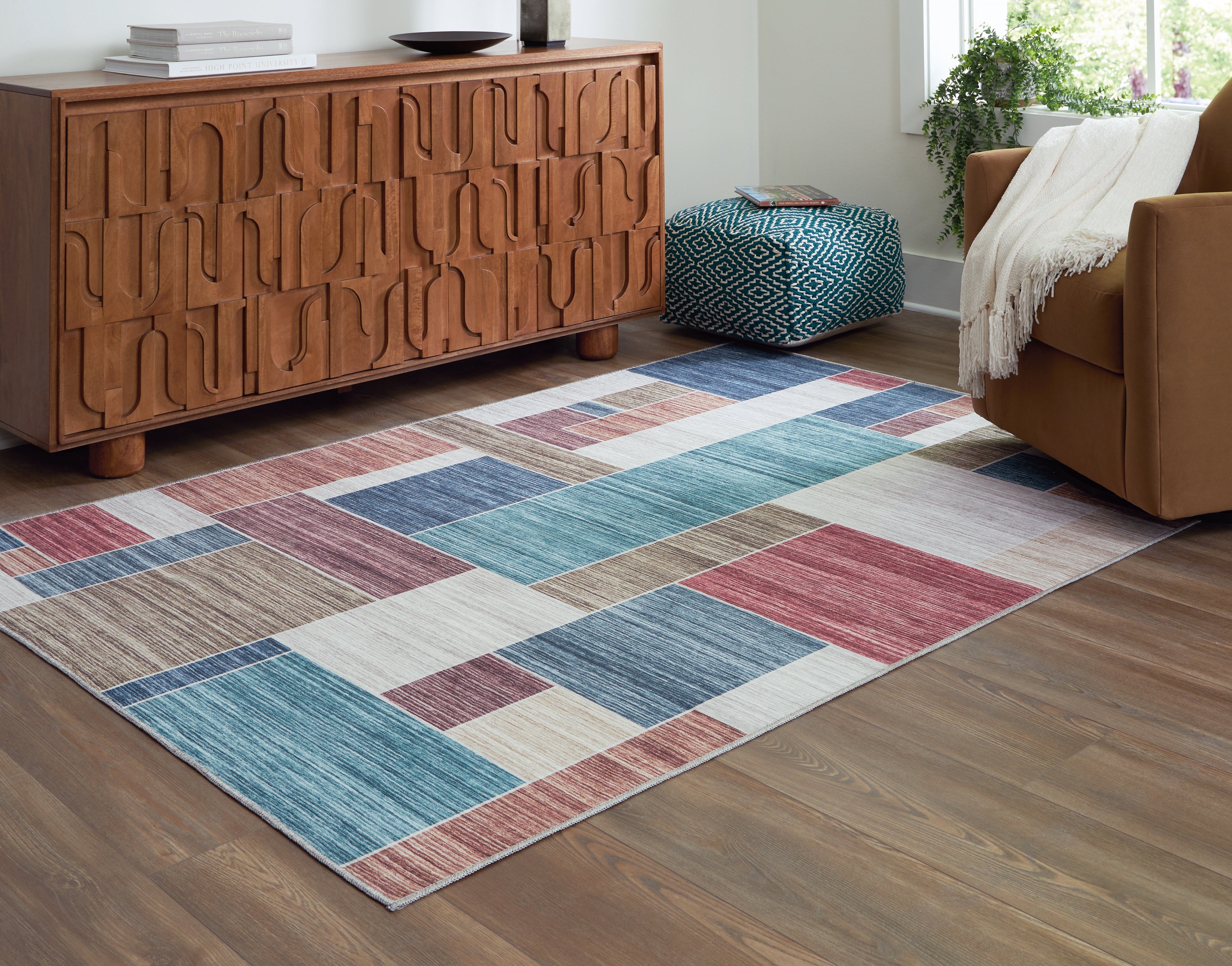 Best Deals Furniture - Ashley Furniture - Numore 5'2" x 6'11" Washable Rug - 5'2" x 6'11" Washable Rug / Multi - R406662