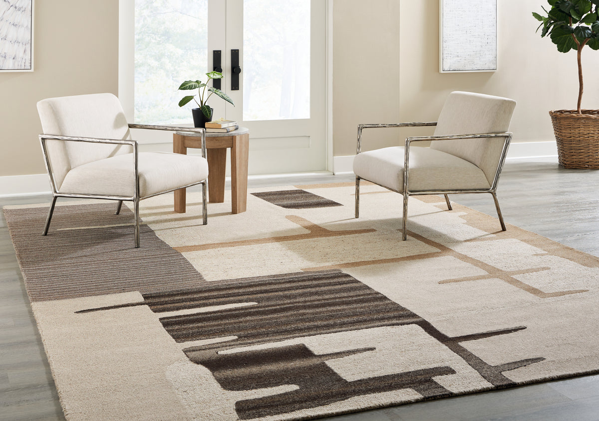 Best Deals Furniture - Ashley Furniture - Kencher 10' x 14' Rug - 10' x 14' Rug / Beige/Brown - R406820