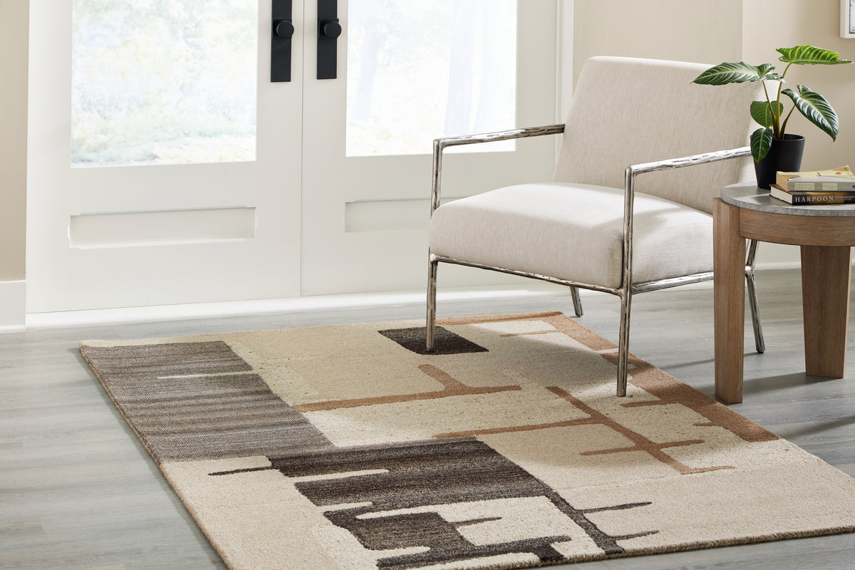 Best Deals Furniture - Ashley Furniture - Kencher 5' x 7' Rug - 5' x 7' Rug / Beige/Brown - R406822