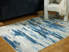 Best Deals Furniture - Ashley Furniture - Vinlett 8' x 10' Washable Rug - 8' x 10' Washable Rug / Cream/Blue/Brown - R407041