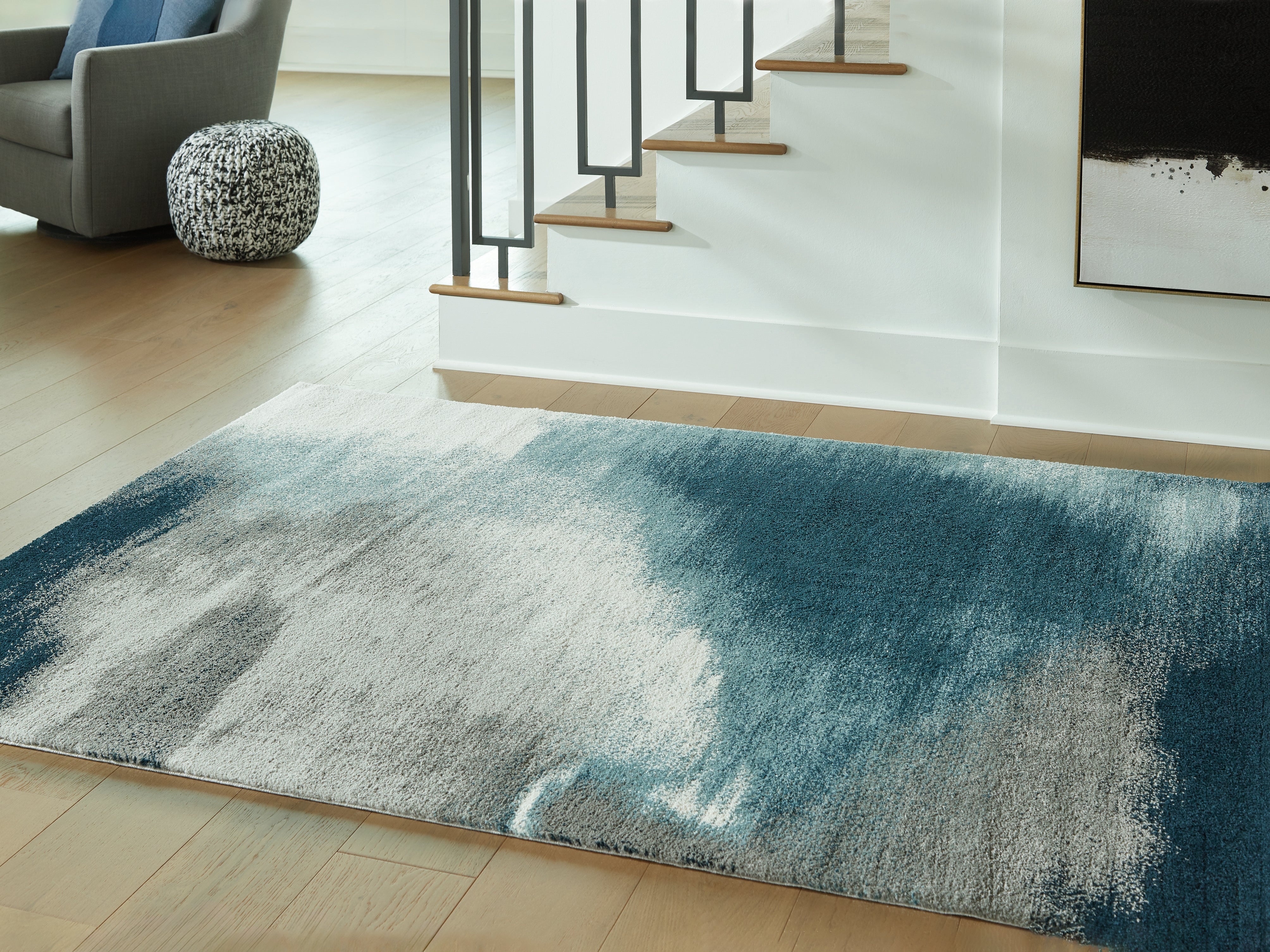 Best Deals Furniture - Ashley Furniture - Brentward 5' x 7' Rug - 5' x 7' Rug / Blue/Gray/Ivory - R407082