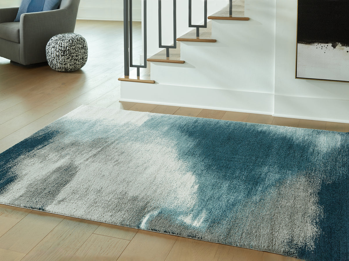 Best Deals Furniture - Ashley Furniture - Brentward 5' x 7' Rug - 5' x 7' Rug / Blue/Gray/Ivory - R407082