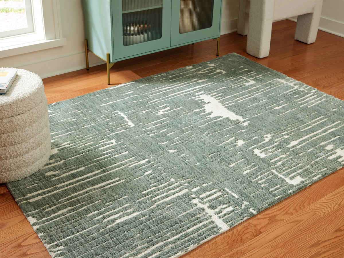 Best Deals Furniture - Ashley Furniture - Cayworth 8' x 10' Rug - 8' x 10' Rug / Teal/White - R407091