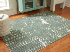 Best Deals Furniture - Ashley Furniture - Cayworth 8' x 10' Rug - 8' x 10' Rug / Teal/White - R407091