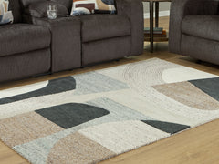Best Deals Furniture - Ashley Furniture - Edrickhill 5' x 7' Rug - 5' x 7' Rug / Grayish Teal/Taupe/Cream - R407122