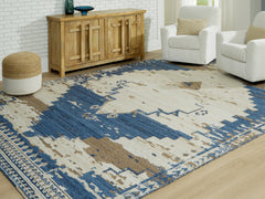 Best Deals Furniture - Ashley Furniture - Varnler 10' x 14' Rug - 10' x 14' Rug / Blue/Brown/Tan - R407130