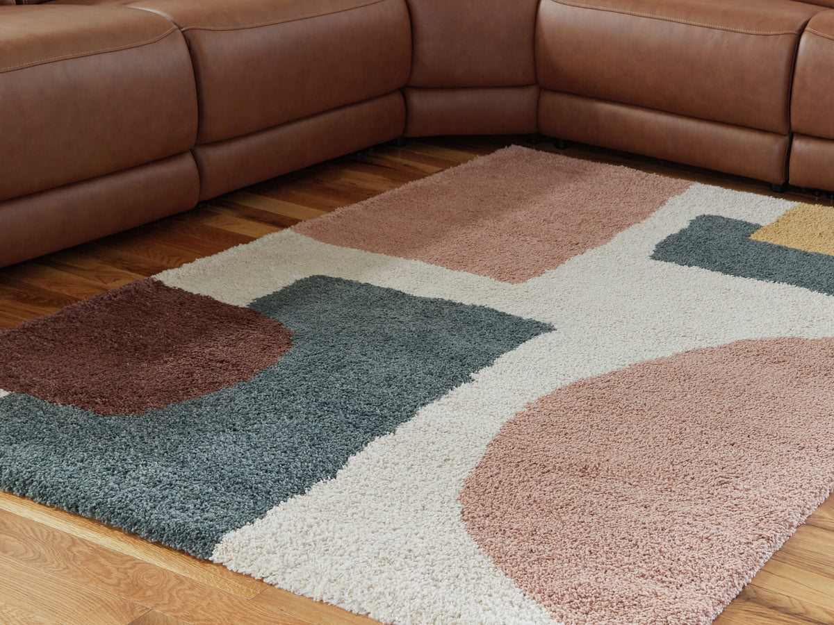 Best Deals Furniture - Ashley Furniture - Flynnwick 5' x 7' Rug - 5' x 7' Rug / Cream/Pink/Gray - R407182