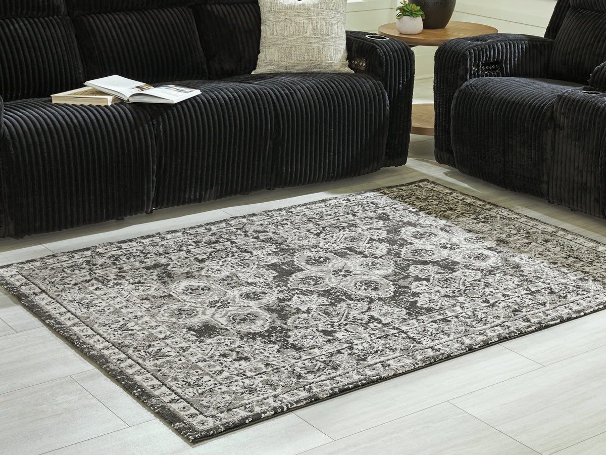 Best Deals Furniture - Ashley Furniture - Glennisman Medium Rug - Medium Rug / Black/Gray/Ivory - R407272