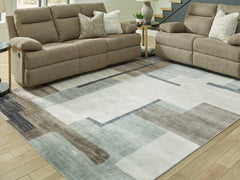 Best Deals Furniture - Ashley Furniture - Larkport Washable 8' x 10' Area Rug - Washable 8' x 10' Area Rug / Cream/Brown/Gray - R407411