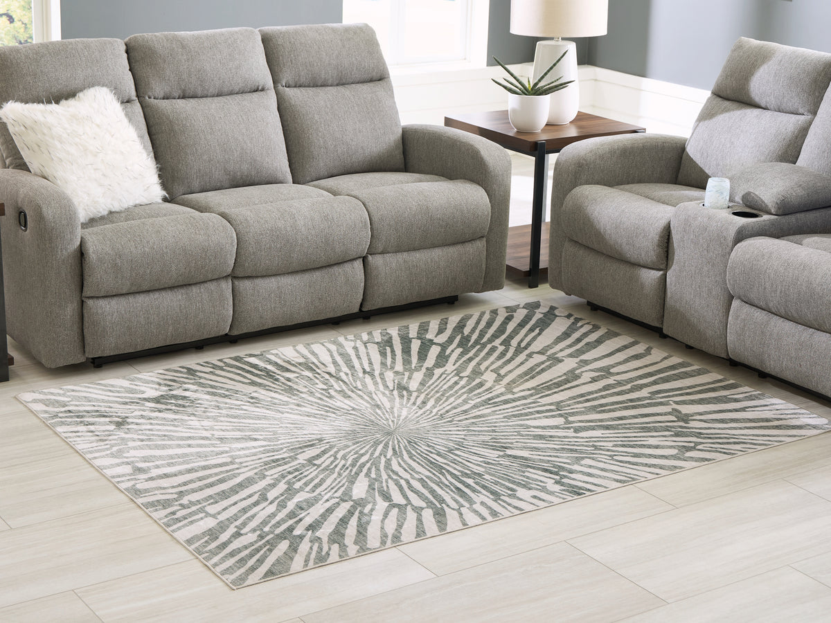 Best Deals Furniture - Ashley Furniture - Verland Washable 5' x 7' Area Rug - Washable 5' x 7' Area Rug / Gray/White - R407432