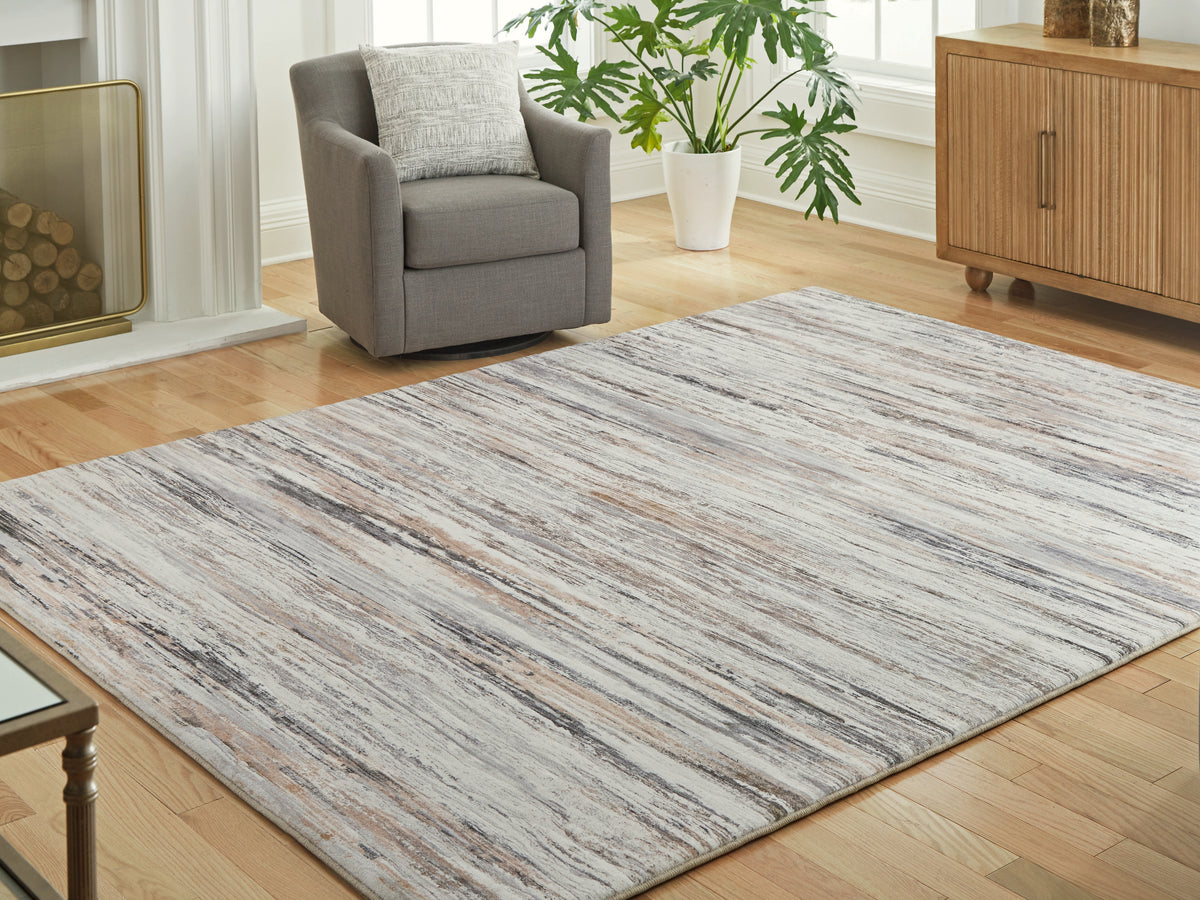 Best Deals Furniture - Ashley Furniture - Nace 7'6" x 9'6" Area Rug - 7'6" x 9'6" Area Rug / Gray/Brown/White - R407471