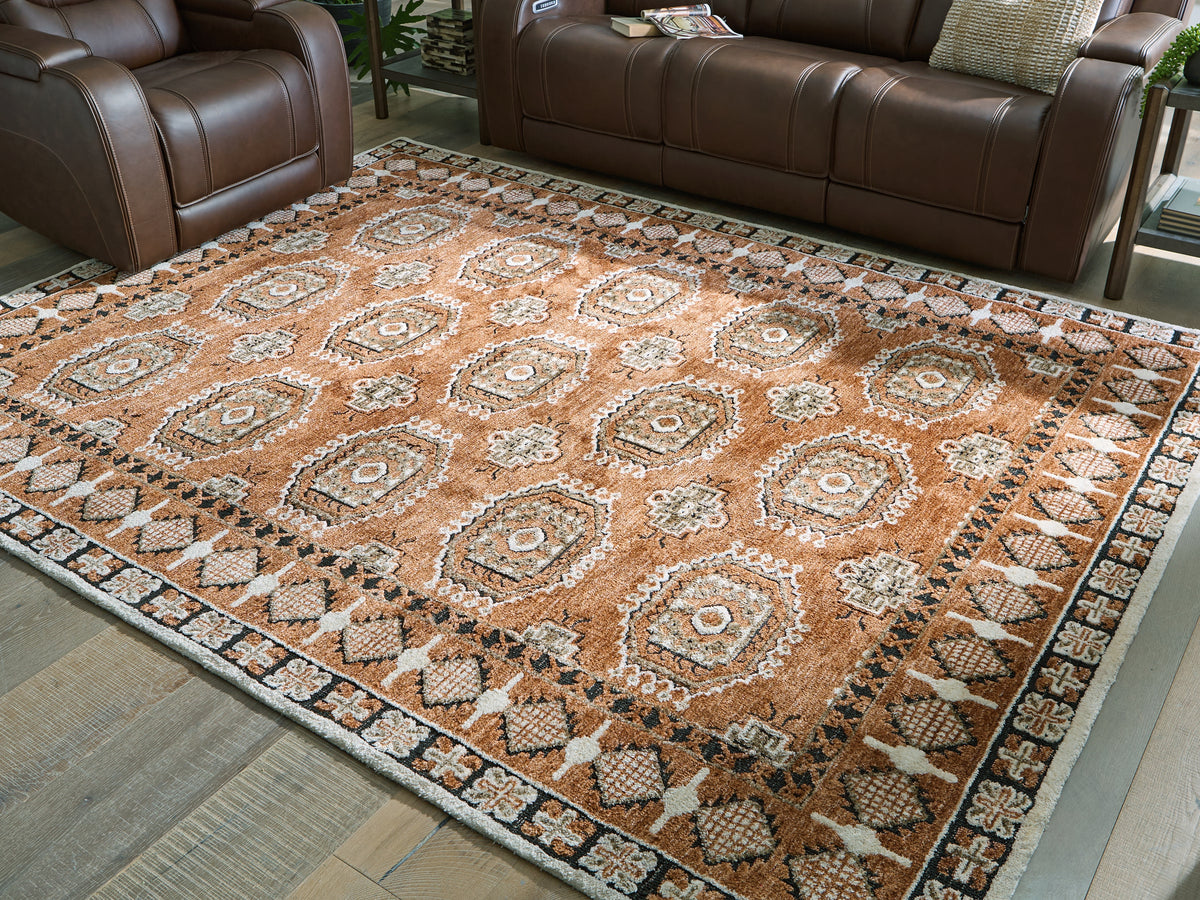 Best Deals Furniture - Ashley Furniture - Qaabiz 7'8" x 10' Area Rug - 7'8" x 10' Area Rug / Sienna/Ivory/Black - R407521