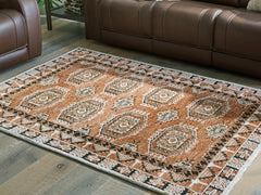 Best Deals Furniture - Ashley Furniture - Qaabiz 5' x 7' Area Rug - 5' x 7' Area Rug / Sienna/Ivory/Black - R407522