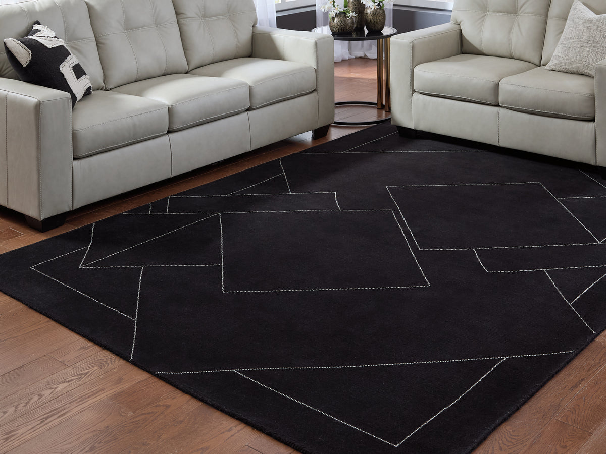 Best Deals Furniture - Ashley Furniture - Marav 7'8" x 10' Area Rug - 7'8" x 10' Area Rug / Black/White - R407531