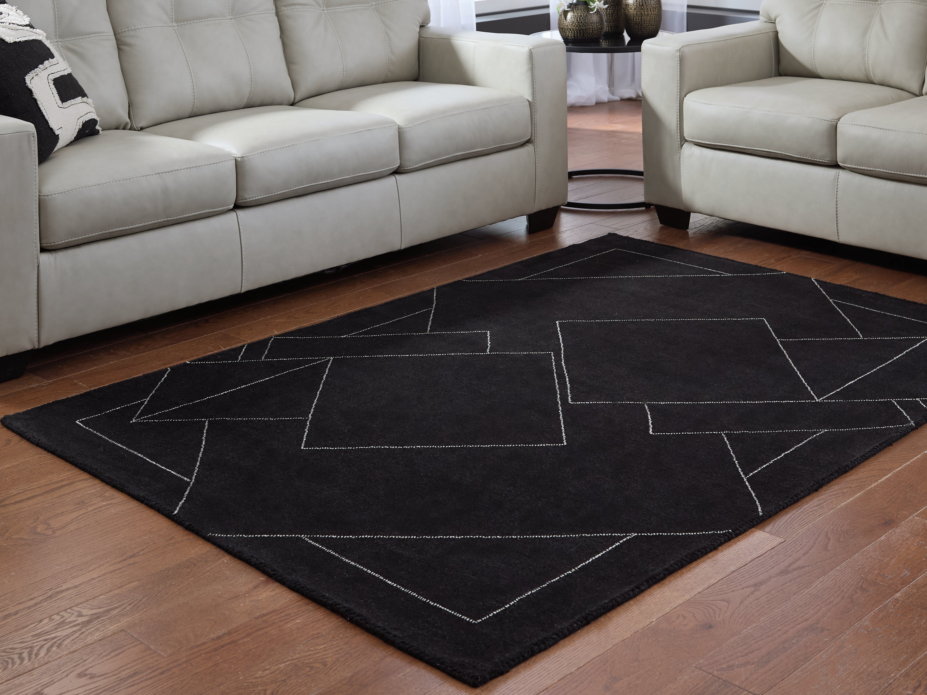 Best Deals Furniture - Ashley Furniture - Marav 5' x 7' Area Rug - 5' x 7' Area Rug / Black/White - R407532