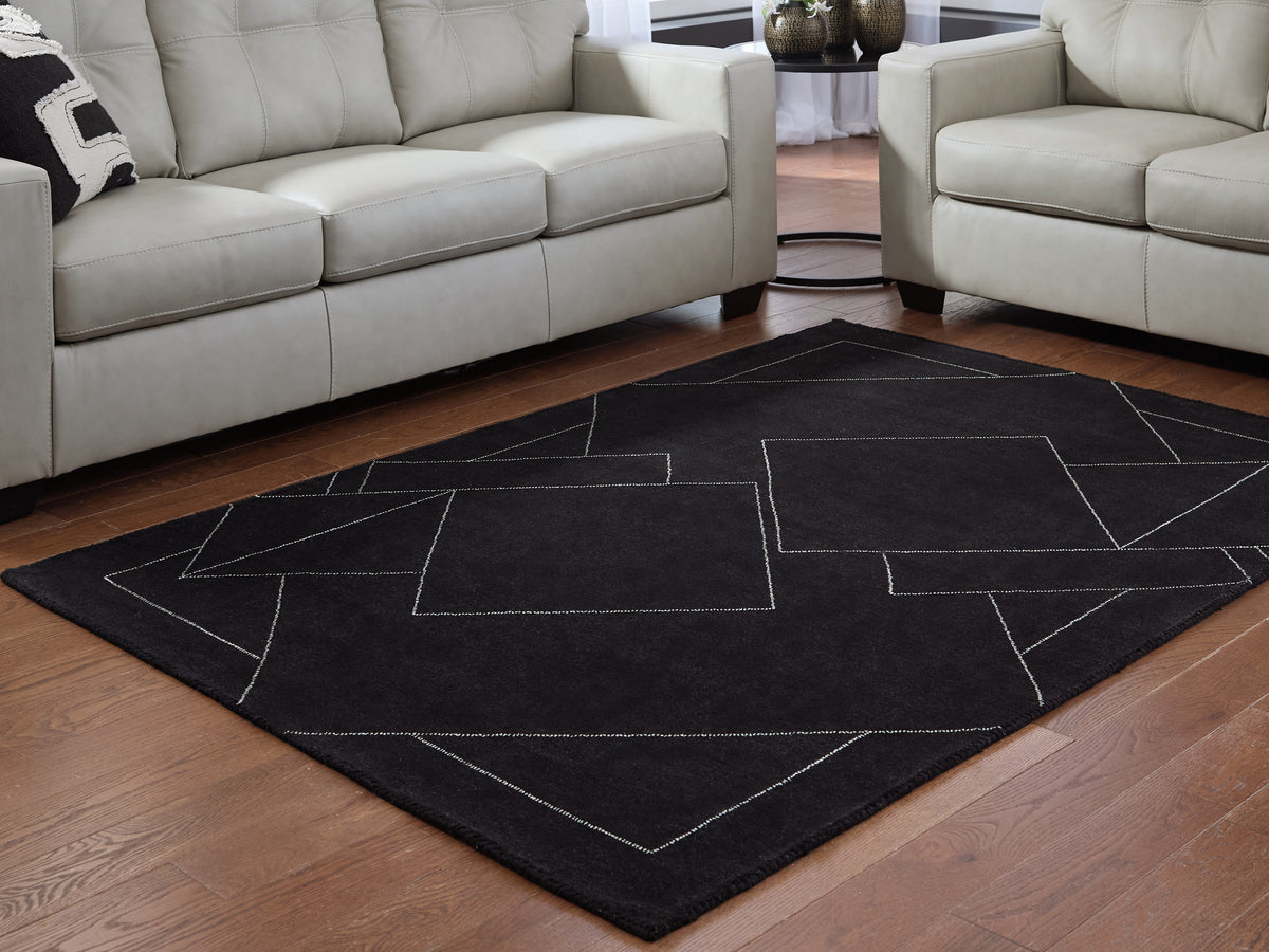 Best Deals Furniture - Ashley Furniture - Marav 5' x 7' Area Rug - 5' x 7' Area Rug / Black/White - R407532