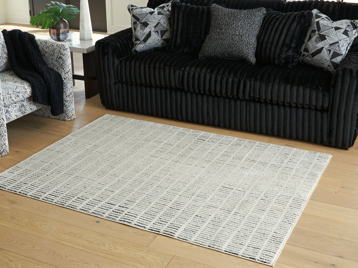 Best Deals Furniture - Ashley Furniture - Turinwith 5'3" x 7' Area Rug - 5'3" x 7' Area Rug / Ivory/Black - R407552