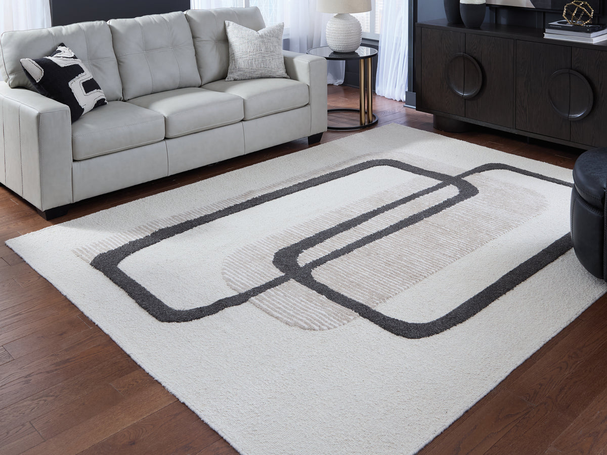 Best Deals Furniture - Ashley Furniture - Davismour 7'8" x 10' Area Rug - 7'8" x 10' Area Rug / Ivory/Taupe/Charcoal - R407561