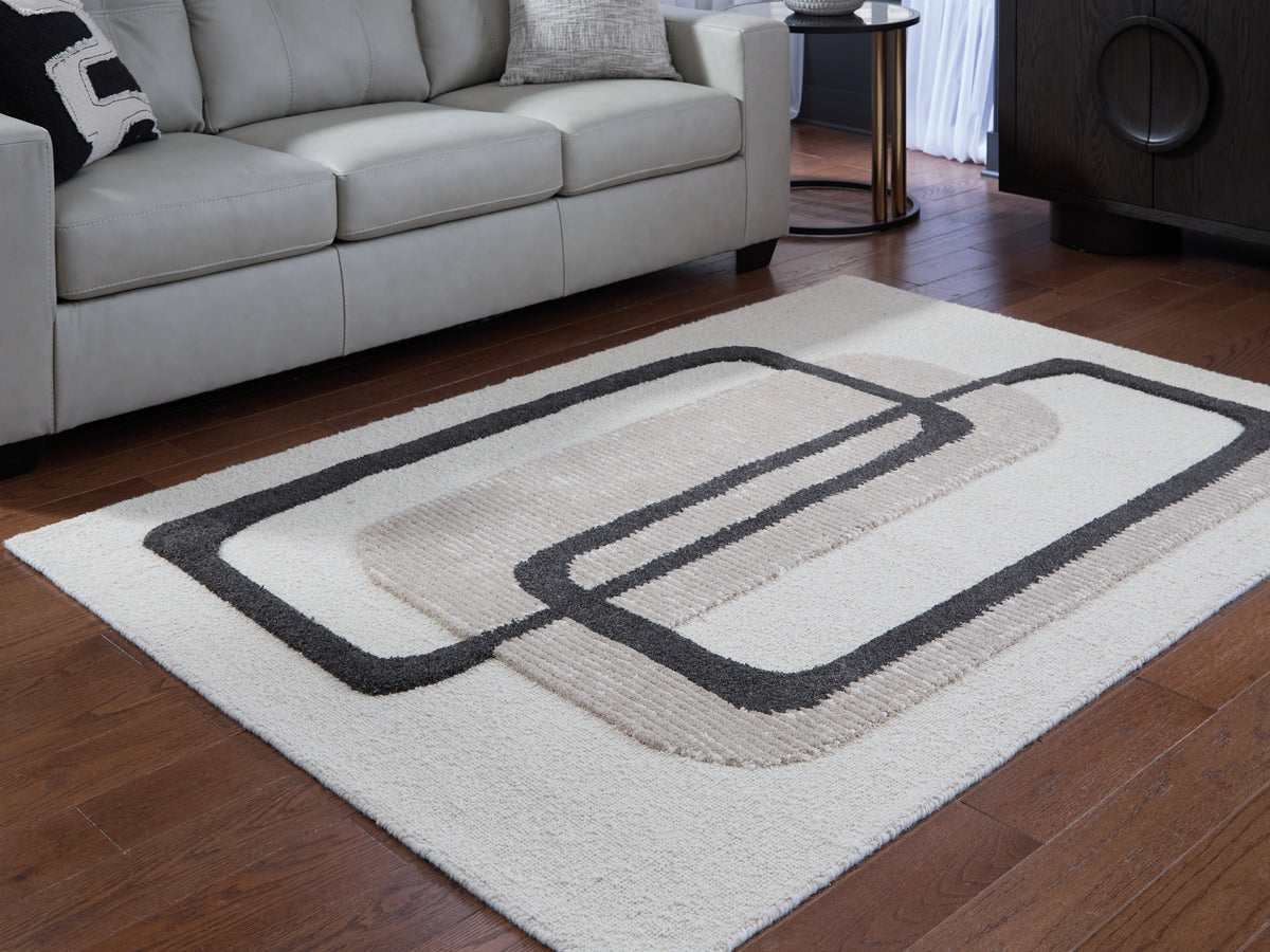 Best Deals Furniture - Ashley Furniture - Davismour 5' x 7' Area Rug - 5' x 7' Area Rug / Ivory/Taupe/Charcoal - R407562