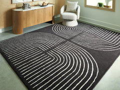 Best Deals Furniture - Ashley Furniture - Eldonmore 7'8" x 10' Area Rug - 7'8" x 10' Area Rug / Black/Ivory - R407571