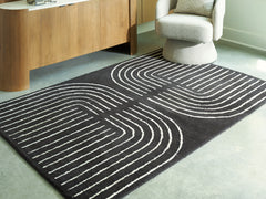 Best Deals Furniture - Ashley Furniture - Eldonmore 5' x 7' Area Rug - 5' x 7' Area Rug / Black/Ivory - R407572