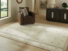 Best Deals Furniture - Ashley Furniture - Dot 7'8" x 10' Area Rug - 7'8" x 10' Area Rug / Cream/Brown/Taupe - R407651