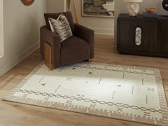 Best Deals Furniture - Ashley Furniture - Dot 5' x 7' Area Rug - 5' x 7' Area Rug / Cream/Brown/Taupe - R407652