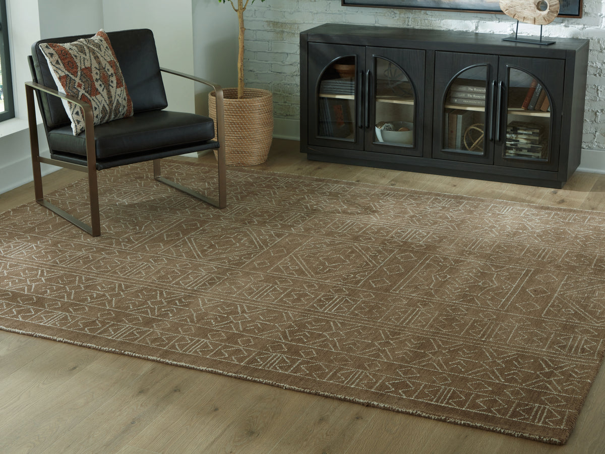 Best Deals Furniture - Ashley Furniture - Merrittman 7'8" x 10' Area Rug - 7'8" x 10' Area Rug / Brown/Ivory - R407701