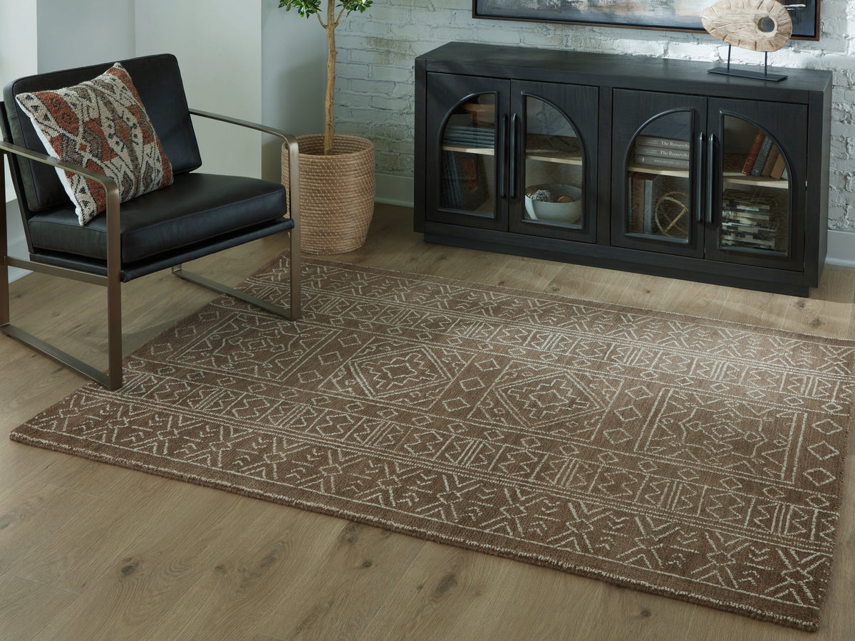 Best Deals Furniture - Ashley Furniture - Merrittman 5' x 7' Area Rug - 5' x 7' Area Rug / Brown/Ivory - R407702