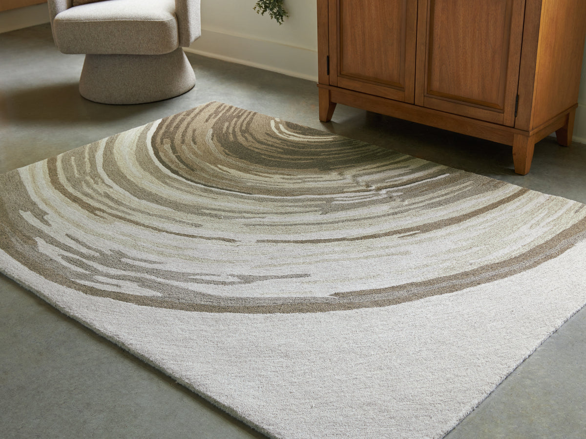 Best Deals Furniture - Ashley Furniture - Rizwana 5' x 7' Area Rug - 5' x 7' Area Rug / Ivory/Brown/Gray - R407762