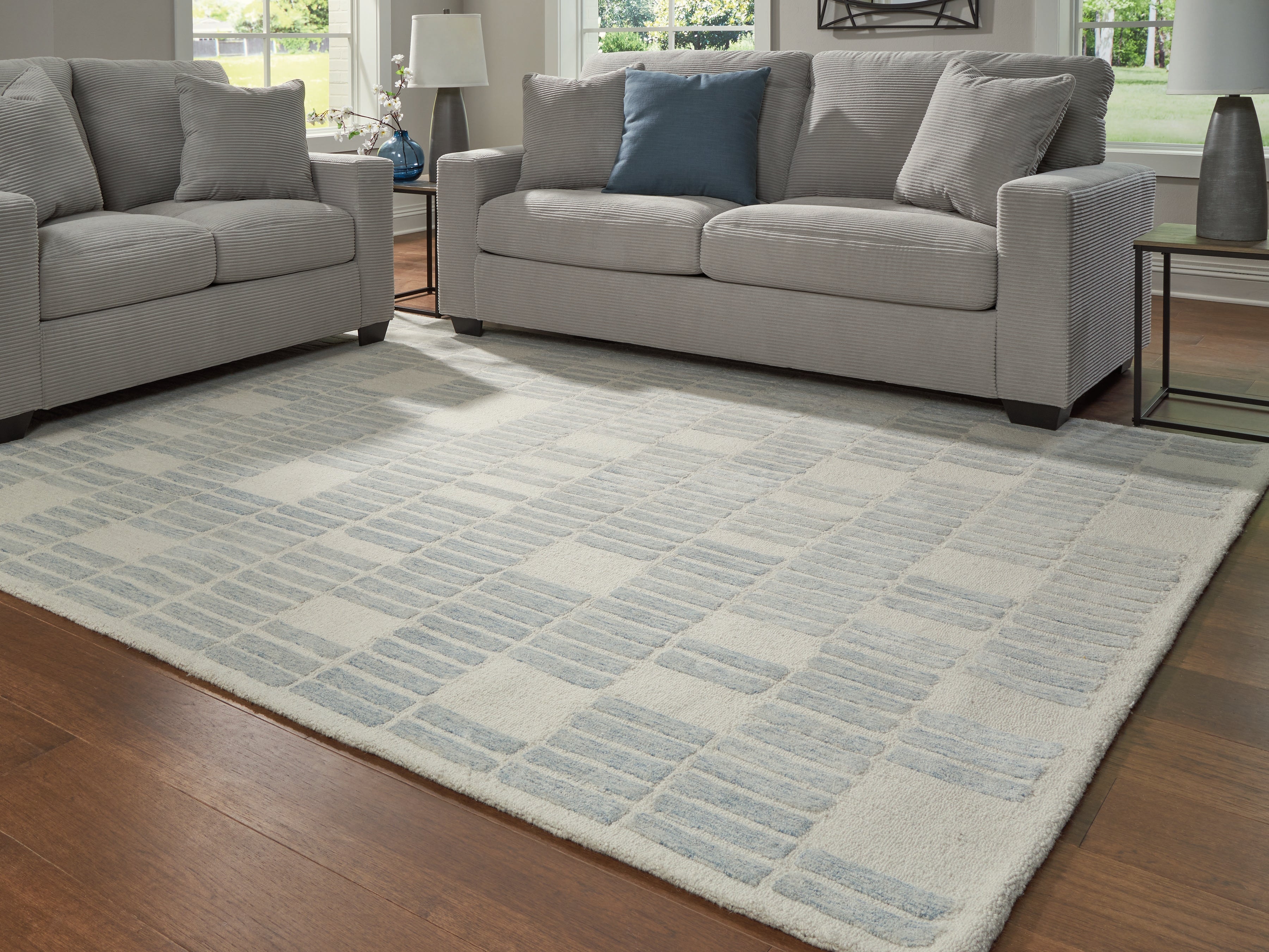 Best Deals Furniture - Ashley Furniture - Dylanton 7'8" x 10' Area Rug - 7'8" x 10' Area Rug / Ivory/Blue - R407811