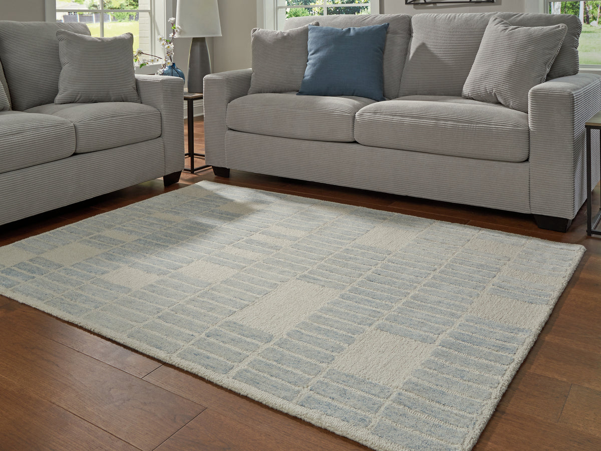 Best Deals Furniture - Ashley Furniture - Dylanton 5' x 7' Area Rug - 5' x 7' Area Rug / Ivory/Blue - R407812