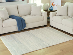 Best Deals Furniture - Ashley Furniture - Genemost 5' x 7' Area Rug - 5' x 7' Area Rug / Ivory/Blue - R407842