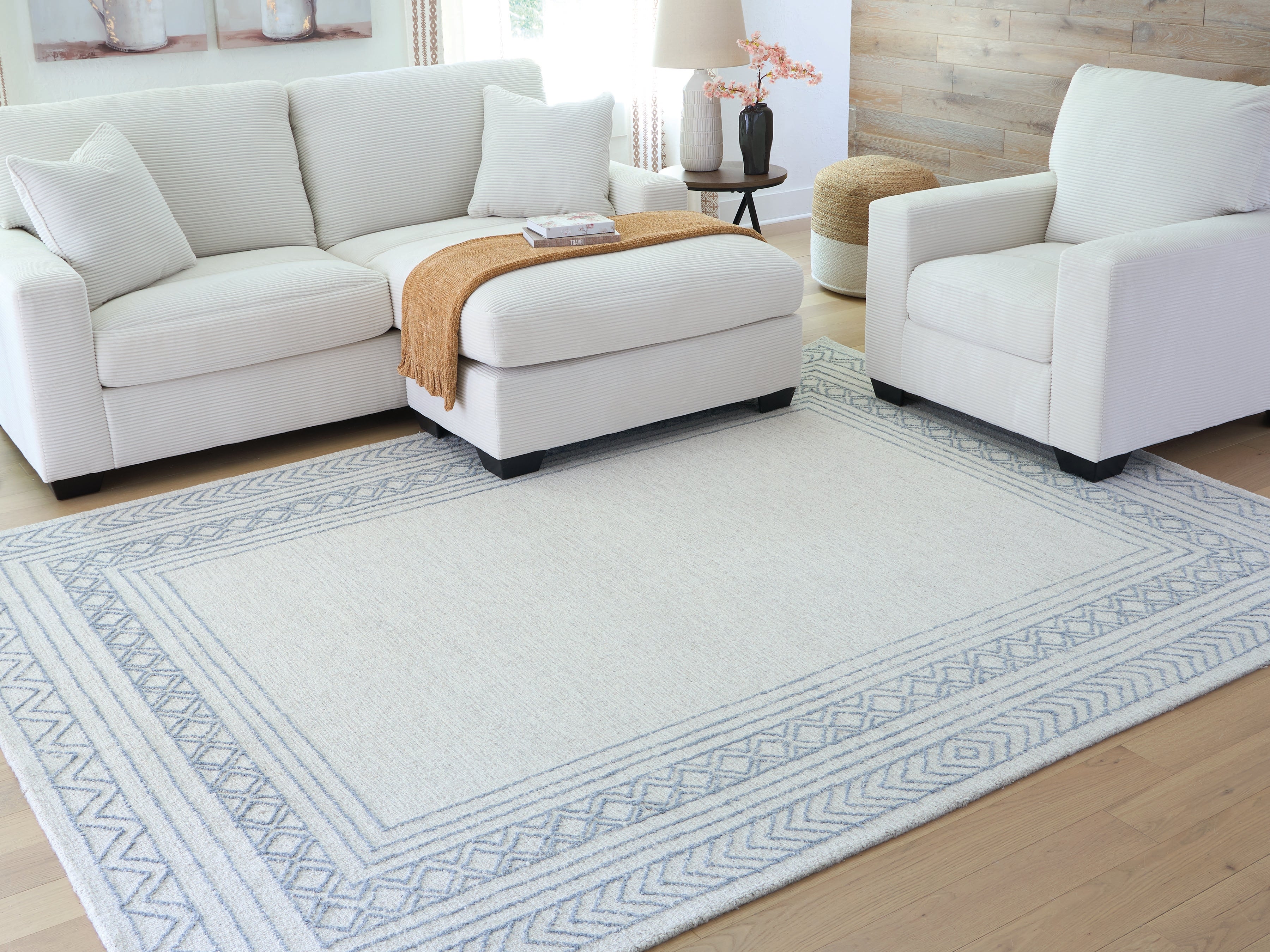 Best Deals Furniture - Ashley Furniture - Azelhurst 7'8" x 10' Area Rug - 7'8" x 10' Area Rug / Blue/Ivory/Gray - R407851