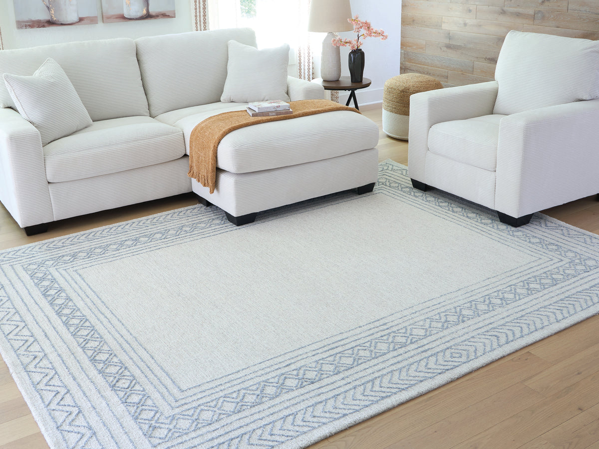 Best Deals Furniture - Ashley Furniture - Azelhurst 7'8" x 10' Area Rug - 7'8" x 10' Area Rug / Blue/Ivory/Gray - R407851