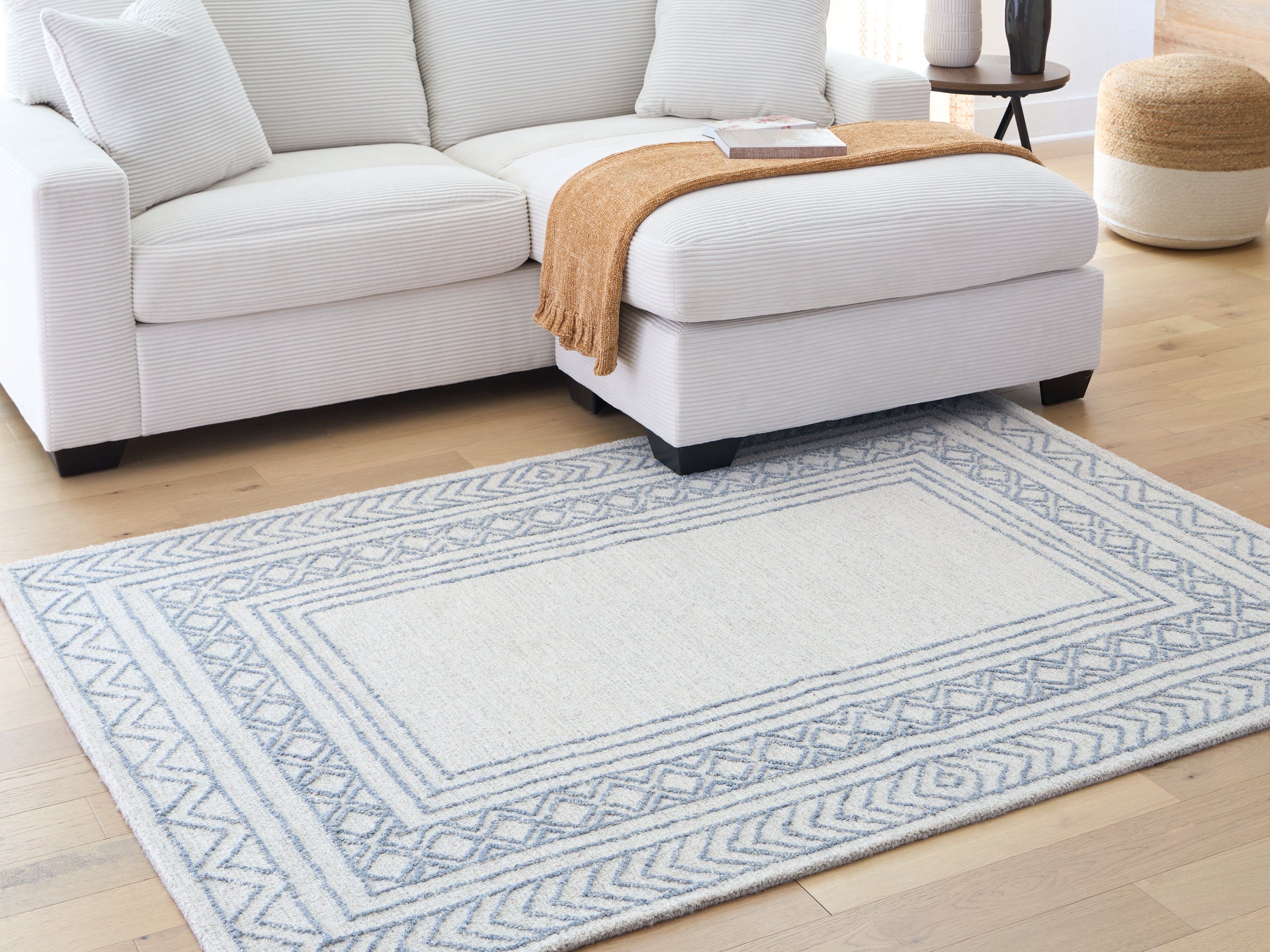 Best Deals Furniture - Ashley Furniture - Azelhurst 5' x 7' Area Rug - 5' x 7' Area Rug / Blue/Ivory/Gray - R407852