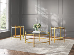 Best Deals Furniture - Ashley Furniture - Pearlox Table (Set of 3) - Occasional Table Set (3/CN) / Gold - T173-13