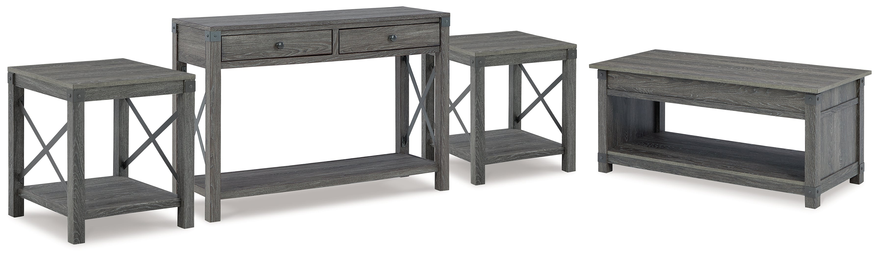 Best Deals Furniture - Ashley Furniture - Freedan Lift-top Coffee Table, 2 End Tables and Console - Lift-top Coffee Table, 2 End Tables and Console - T175T2