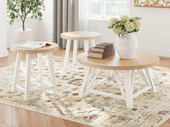 Best Deals Furniture - Ashley Furniture - Fawndell Table (Set of 3) - Occasional Table Set (3/CN) / Antique White/Brown - T193-13