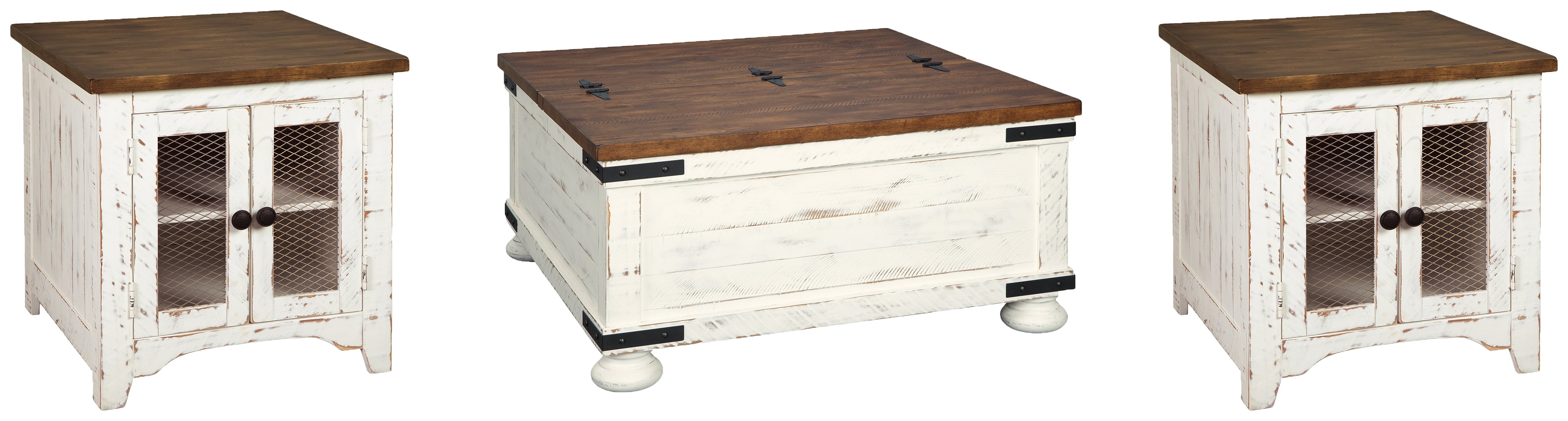 Best Deals Furniture - Ashley Furniture - Wystfield Coffee Table and 2 End Tables - Coffee Table and 2 End Tables / White/Brown - T459T1