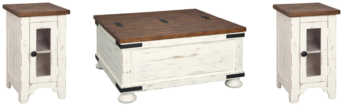 Best Deals Furniture - Ashley Furniture - Wystfield Coffee Table and 2 Chairside End Tables - Coffee Table and 2 Chairside End Tables / White/Brown - T459T2