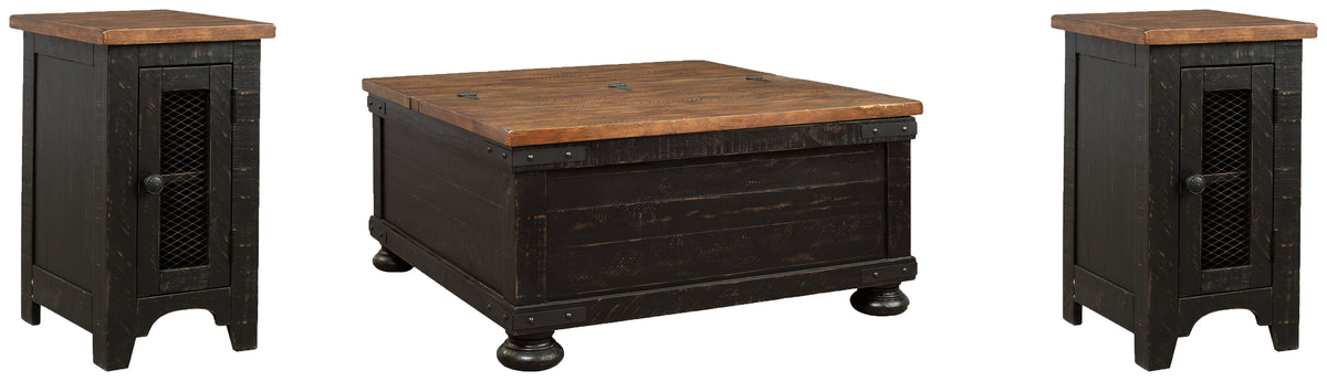 Best Deals Furniture - Ashley Furniture - Valebeck Coffee Table and 2 Chairside End Tables - Coffee Table and 2 Chairside End Tables / Black/Brown - T468T1