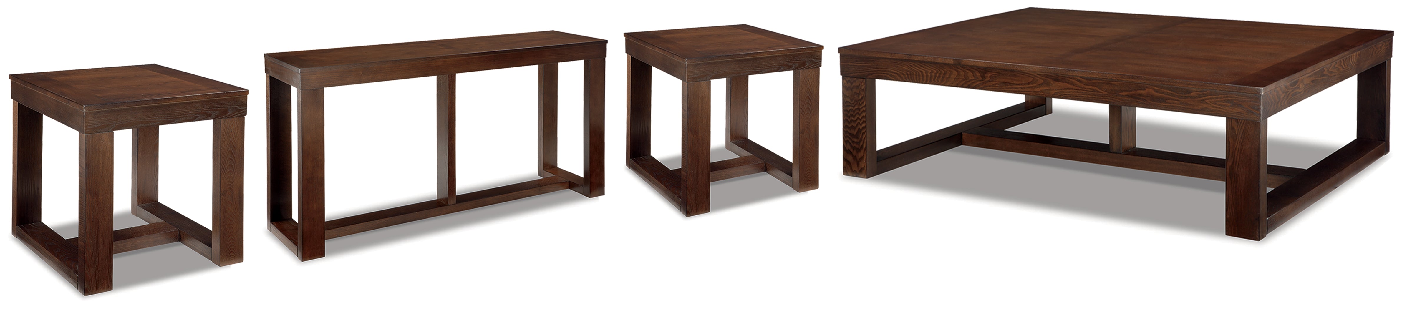 Best Deals Furniture - Ashley Furniture - Watson Coffee Table and 2 End Tables with Console - Coffee Table and 2 End Tables with Console / Dark Brown - T481T1