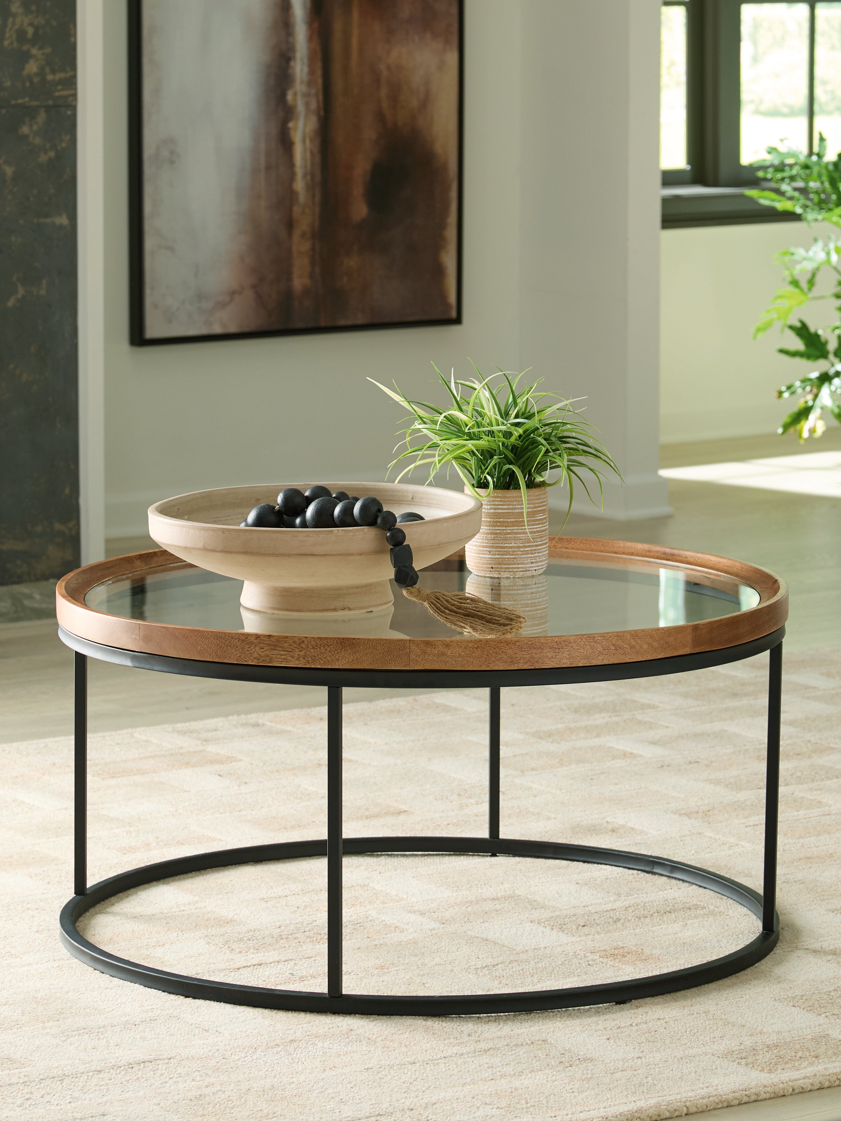 Best Deals Furniture - Ashley Furniture - Noraluna Coffee Table - Round Cocktail Table - T502-8