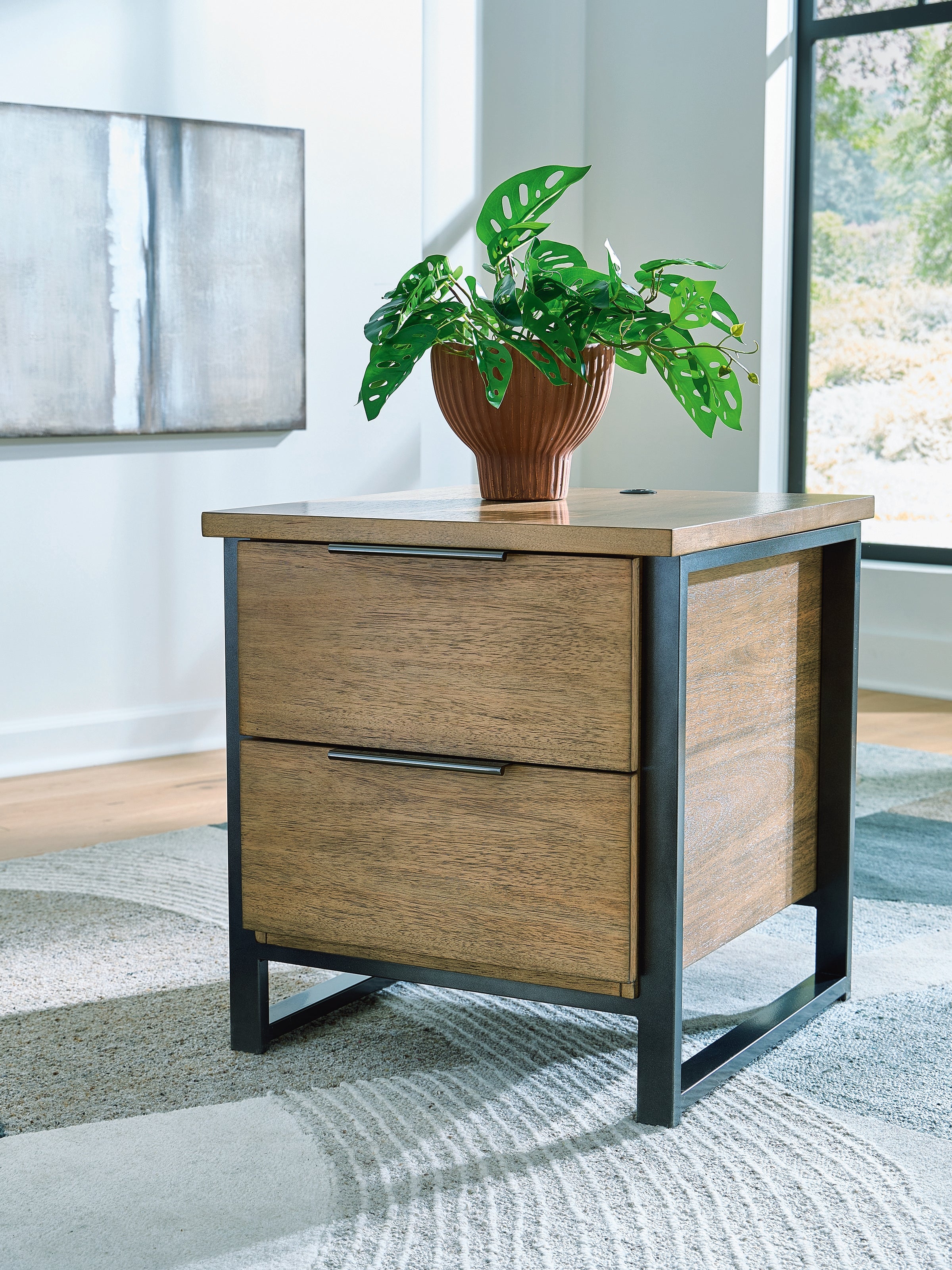Best Deals Furniture - Ashley Furniture - Montia End Table - Rectangular End Table / Light Brown - T602-3
