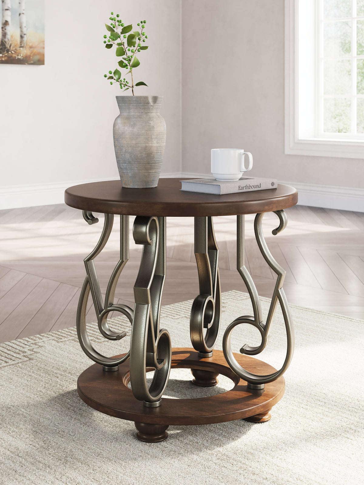 Best Deals Furniture - Ashley Furniture - Frallyn End Table - Round End Table / Dark Brown - T623-6