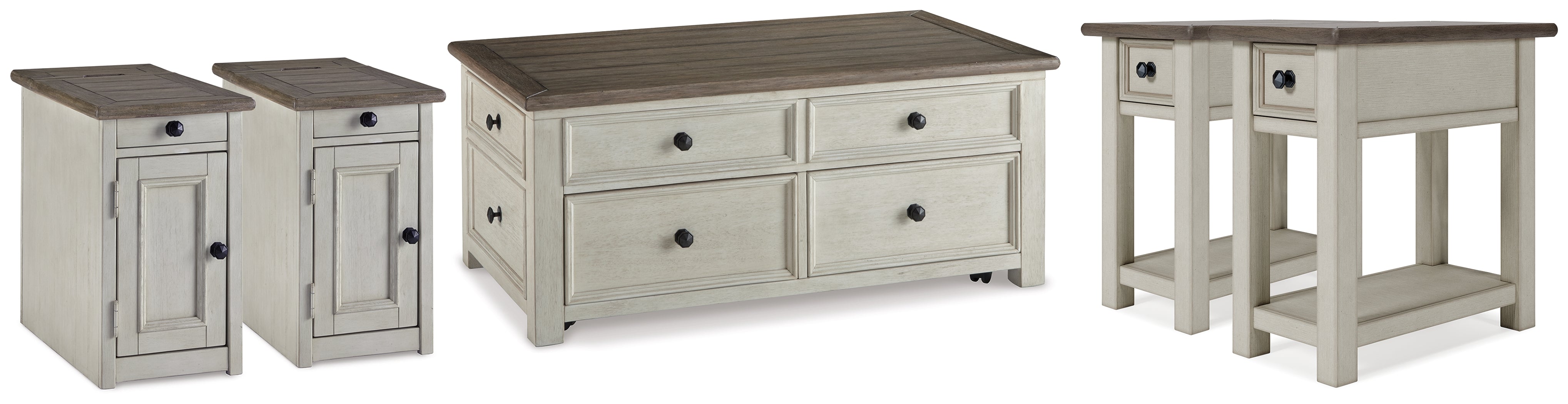 Best Deals Furniture - Ashley Furniture - Bolanburg 5-Piece Occasional Table Set - 5-Piece Occasional Table Set / Two-tone - T637T5