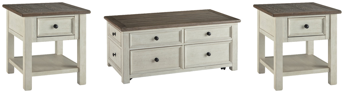 Best Deals Furniture - Ashley Furniture - Bolanburg Coffee Table and 2 End Tables - Coffee Table and 2 End Tables / Two-tone - T637T3