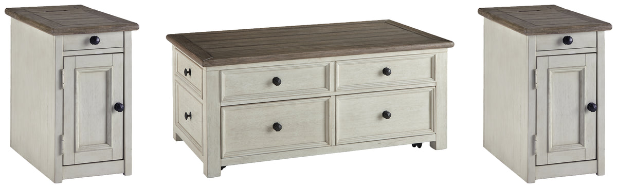 Best Deals Furniture - Ashley Furniture - Bolanburg Coffee Table and 2 Chairside End Tables - Coffee Table and 2 Chairside End Tables / Two-tone - T637T2